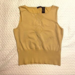 Yellow Embroidered Sweater Vest